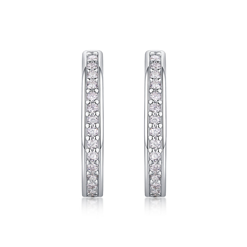 S925 Sterling Silver Moissanite Hoop Earrings with Platinum-Plated Finish Elegant Modern Studs - 3