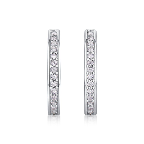 S925 Sterling Silver Moissanite Hoop Earrings Platinum-Plated Studs Elegant and Trendy