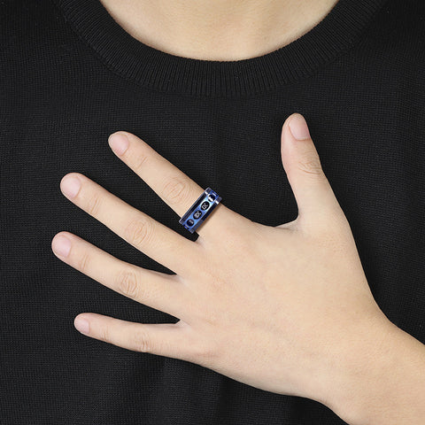 Bold Titanium Steel Ring with Roman Numerals for Men