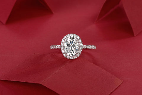 Audrey Large Egg-Shaped Moissanite Silver Ring S925 Fine Jewelry