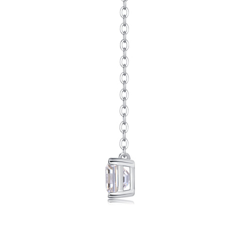 Square Moissanite Pendant Necklace in S925 Sterling Silver Modern & Elegant Fine Jewelry