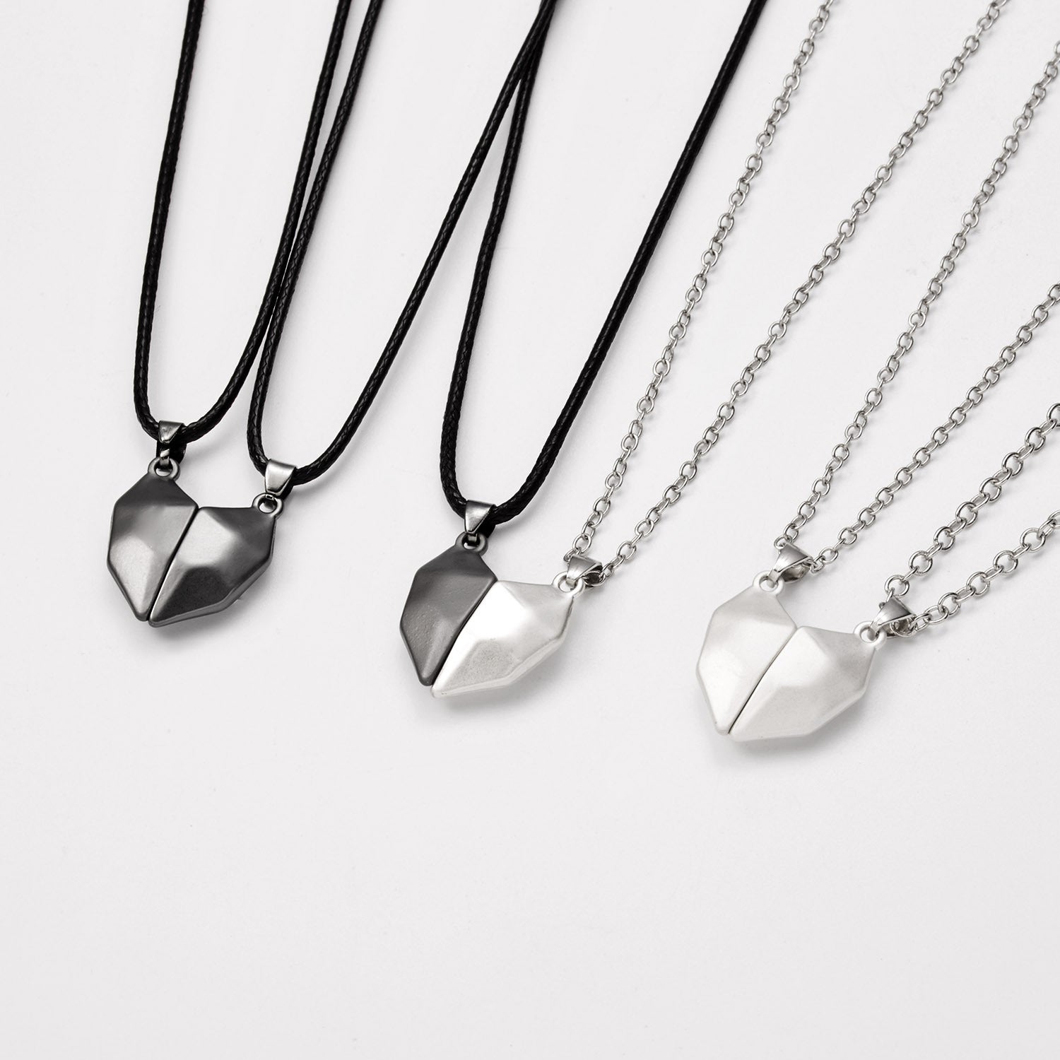 Minimalist Magnetic Heart Pendant Necklace for Couples