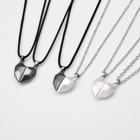 Minimalist Magnetic Heart Pendant Necklace for Couples