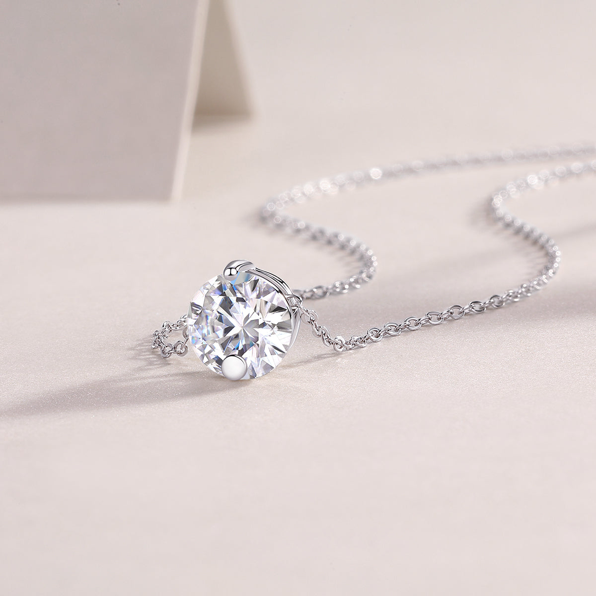 2-Carat Moissanite Pendant Necklace in S925 Sterling Silver with Platinum Plating