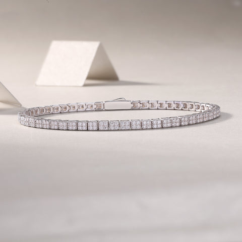 S925 Silver Moissanite Tennis Bracelet Elegant Modern Silver Bracelet