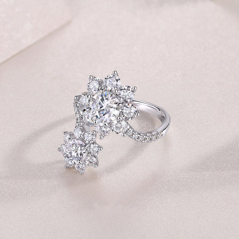 1Petal Morning Dew 1-Carat Moissanite S925 Sterling Silver Floral Ring