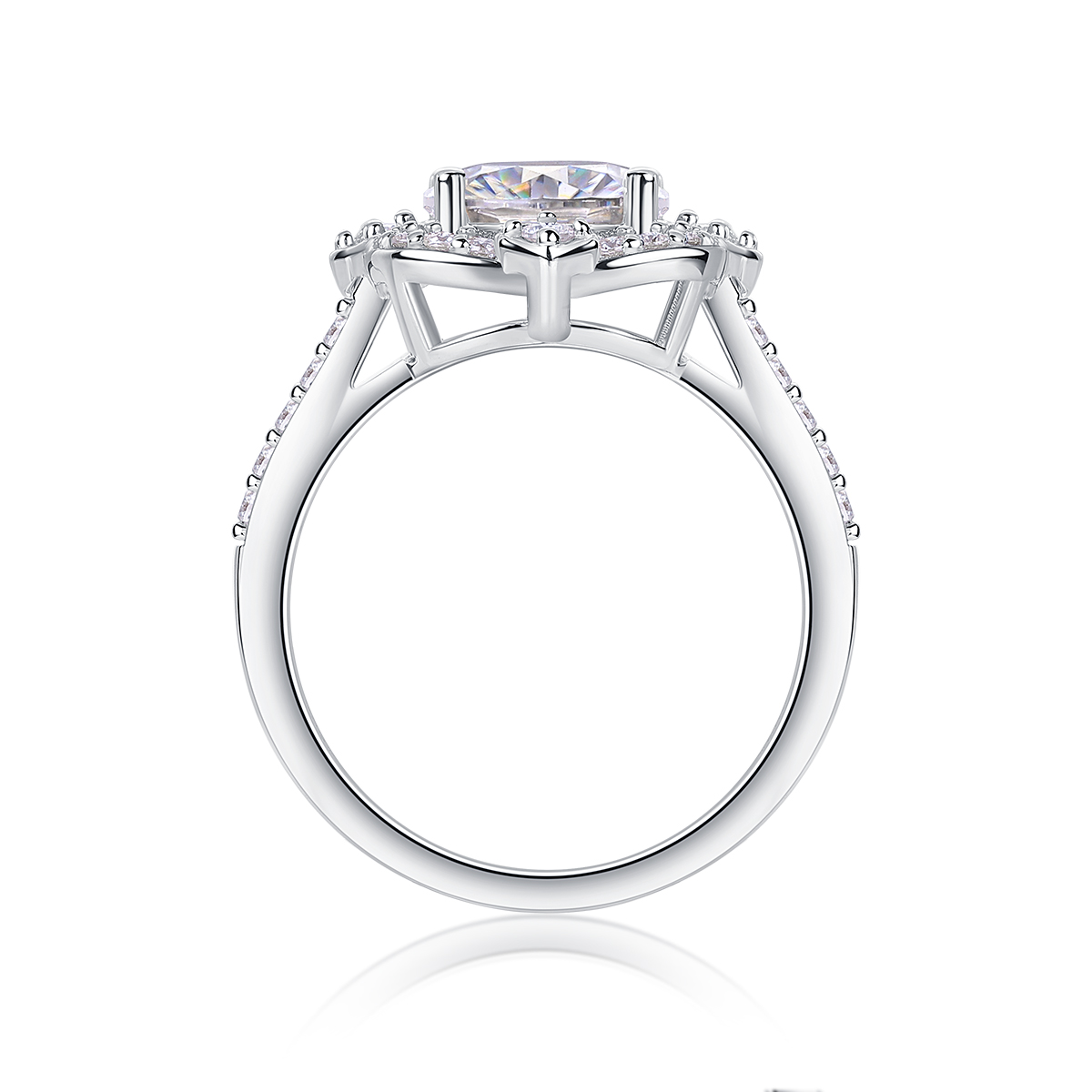 1Camellia Moissanite Ring Set in S925 Sterling Silver with Gold Plating