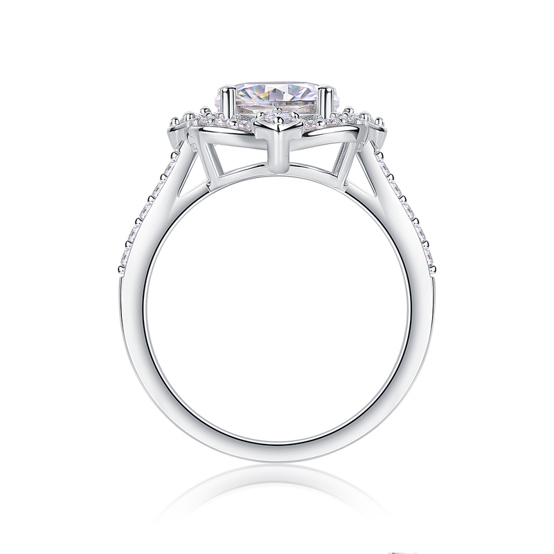 1Camellia Moissanite Ring Set in S925 Sterling Silver with Gold Plating - 1