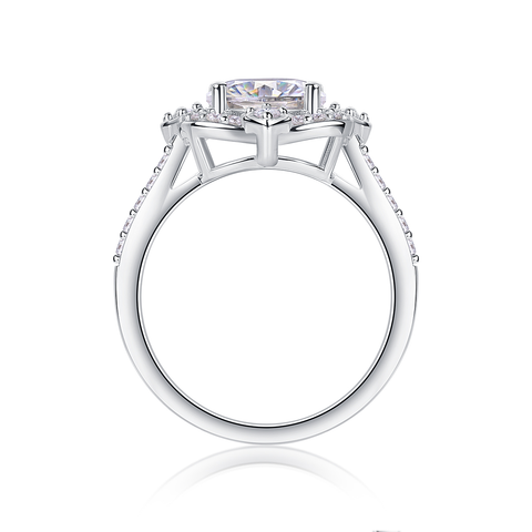 1Camellia Moissanite Ring Set in S925 Sterling Silver with Gold Plating