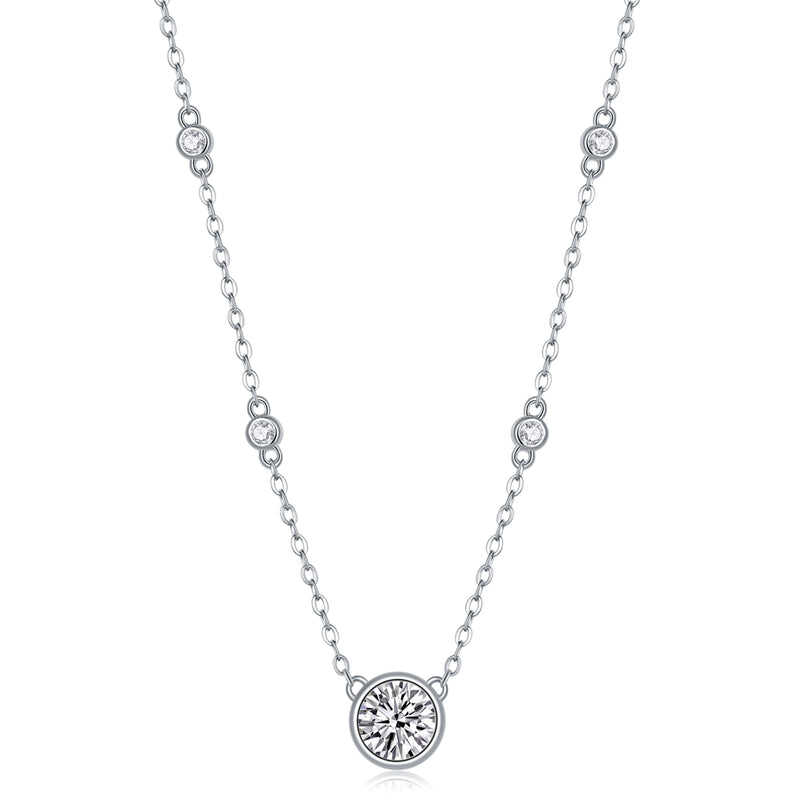 1-Carat Moissanite Pendant Necklace in S925 Sterling Silver with Platinum Plating - 1