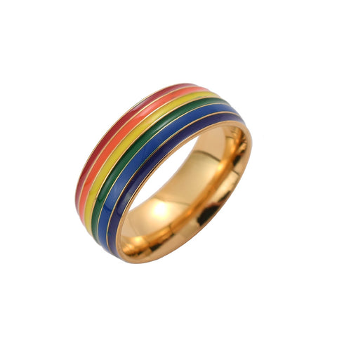 Rainbow Pride Stainless Steel Ring for Women and Men