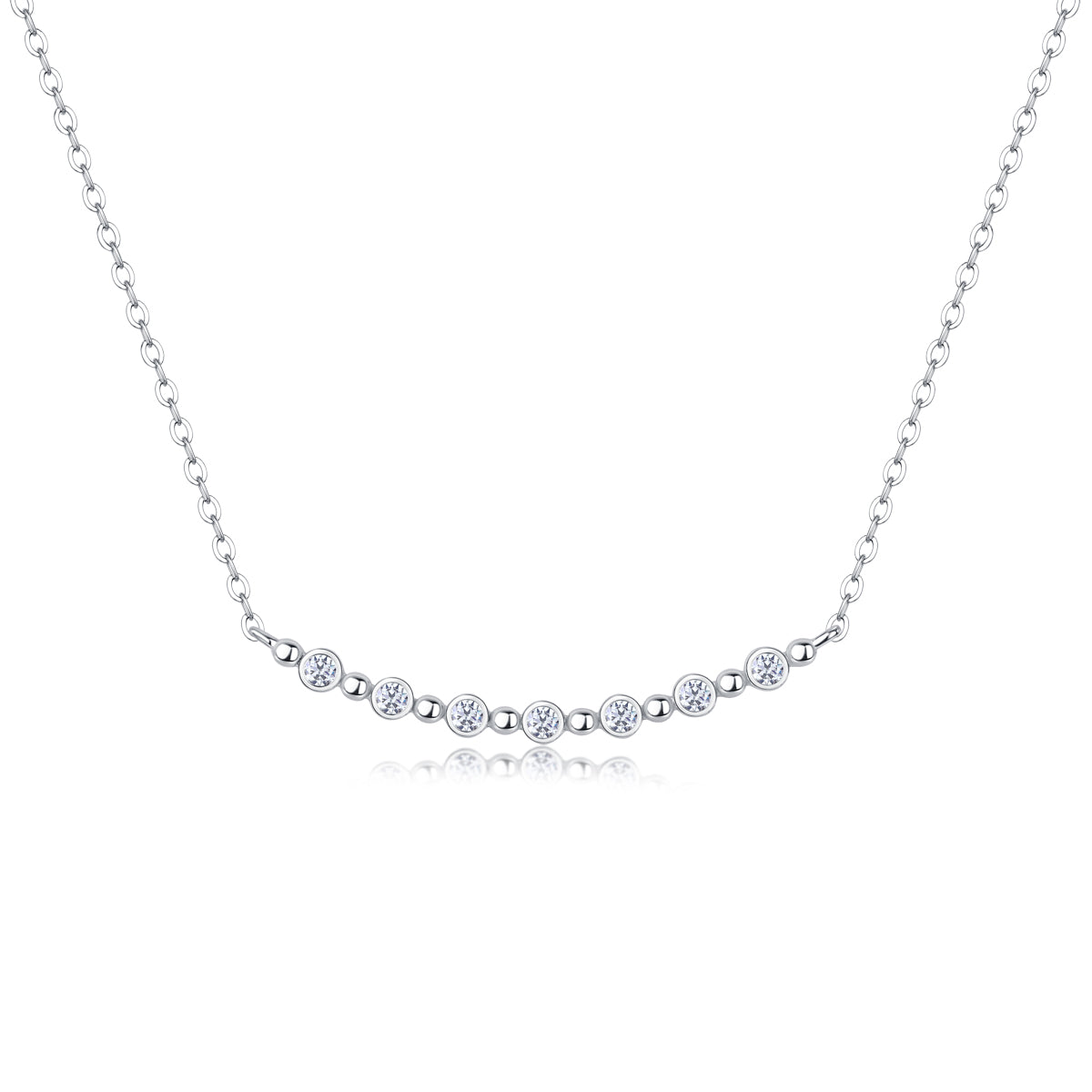 S925 Sterling Silver Moon and Stars Moissanite Pendant Necklace 40cm