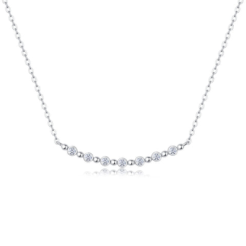 S925 Sterling Silver Moon and Stars Moissanite Pendant Necklace 40cm