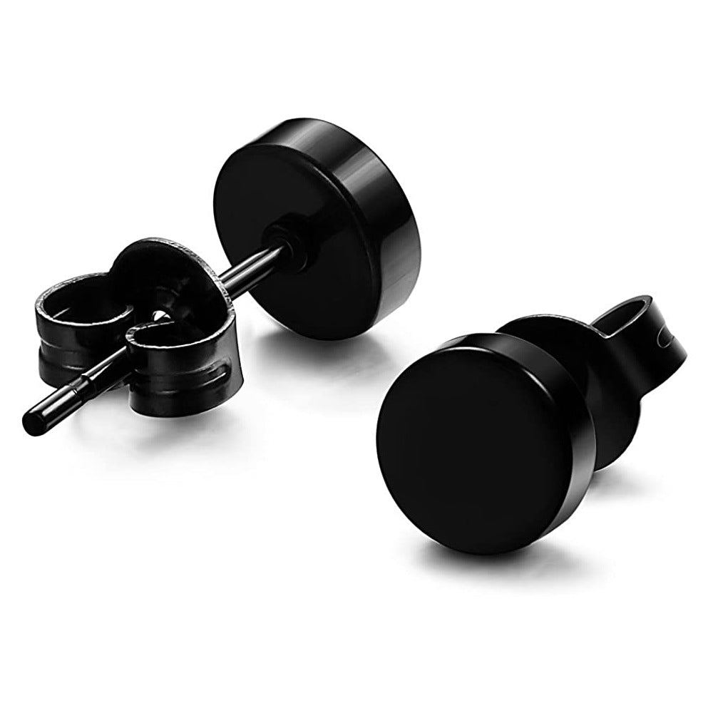 Punk Black Zircon Square Stud Earrings Set 6mm
