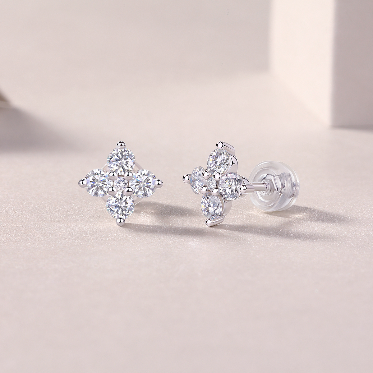 S925 Sterling Silver Moissanite Stud Earrings Fashion Jewelry Set