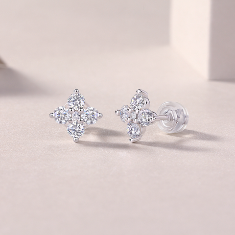 S925 Sterling Silver Moissanite Stud Earrings Fashion Jewelry Set