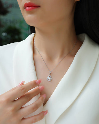 1Heart Charm Sterling Silver Necklace with 1-Carat Moissanite Pendant