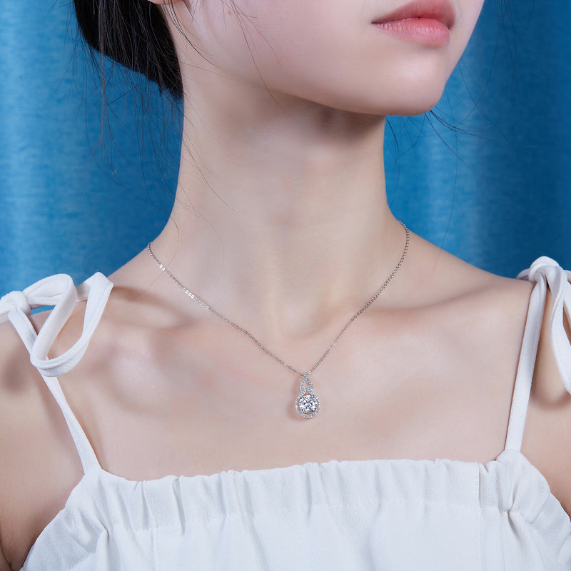 1Curve 2-Carat Moissanite Pendant Necklace in S925 Sterling Silver with Platinum Plating - 6
