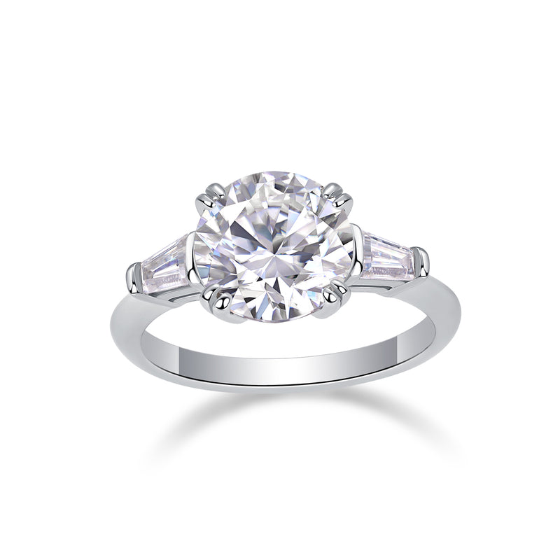 3-Carat Moissanite S925 Sterling Silver Ring Modern Elegant Design - 2