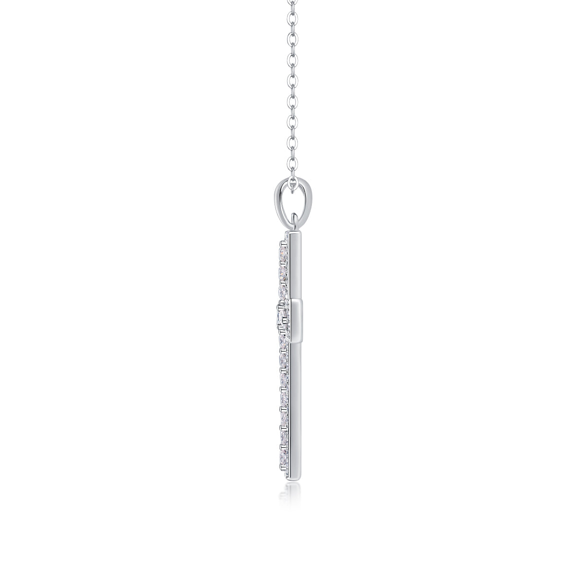 S925 Sterling Silver Cross Pendant Necklace with Moissanite Accent