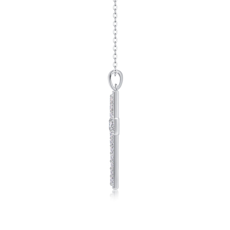 S925 Sterling Silver Cross Pendant Necklace with Moissanite Accent - 1