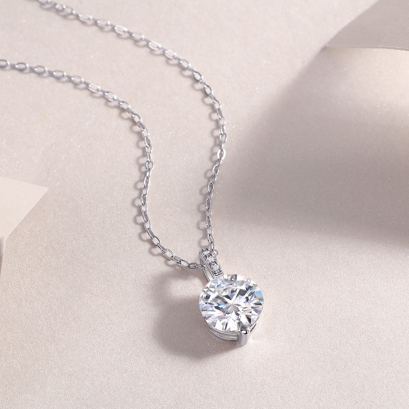 2-Carat Moissanite Pendant Necklace in S925 Sterling Silver with Platinum Plating - 2