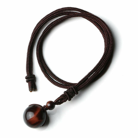 16mm Natural Obsidian Pendant Amethyst Necklace for Men and Women