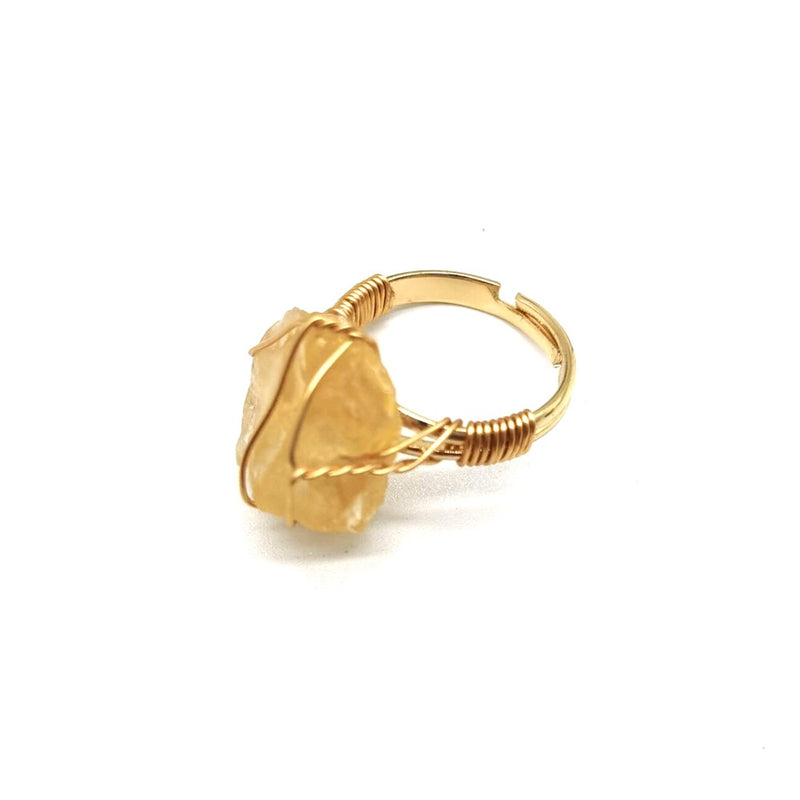 Hand Wrapped Rough Stone Agate Adjustable Ring - 1