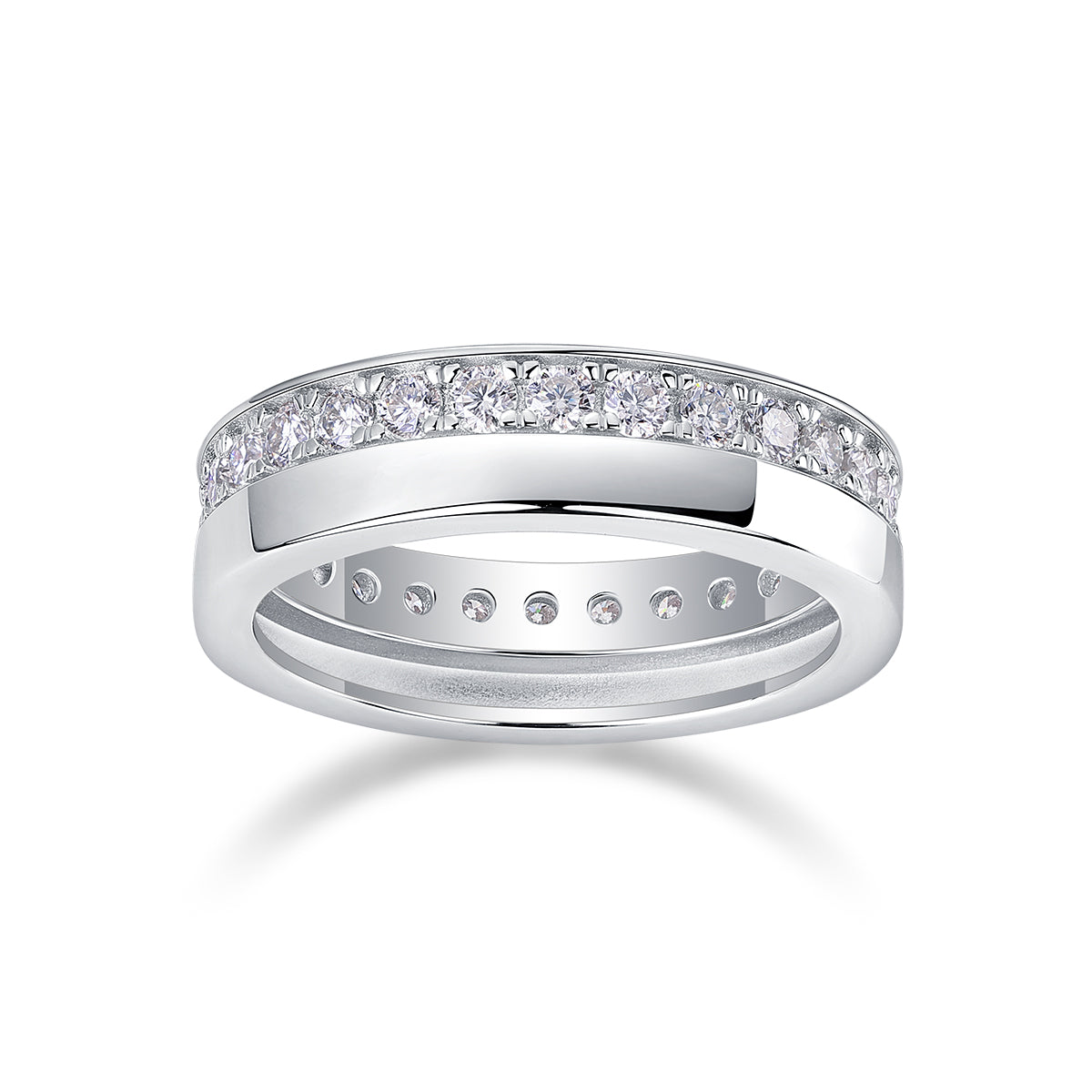 S925 Silver Moissanite Wedding Ring Luxury Fashion Band