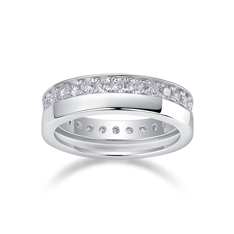 S925 Silver Moissanite Wedding Ring Modern Elegant Fashion Band - 2
