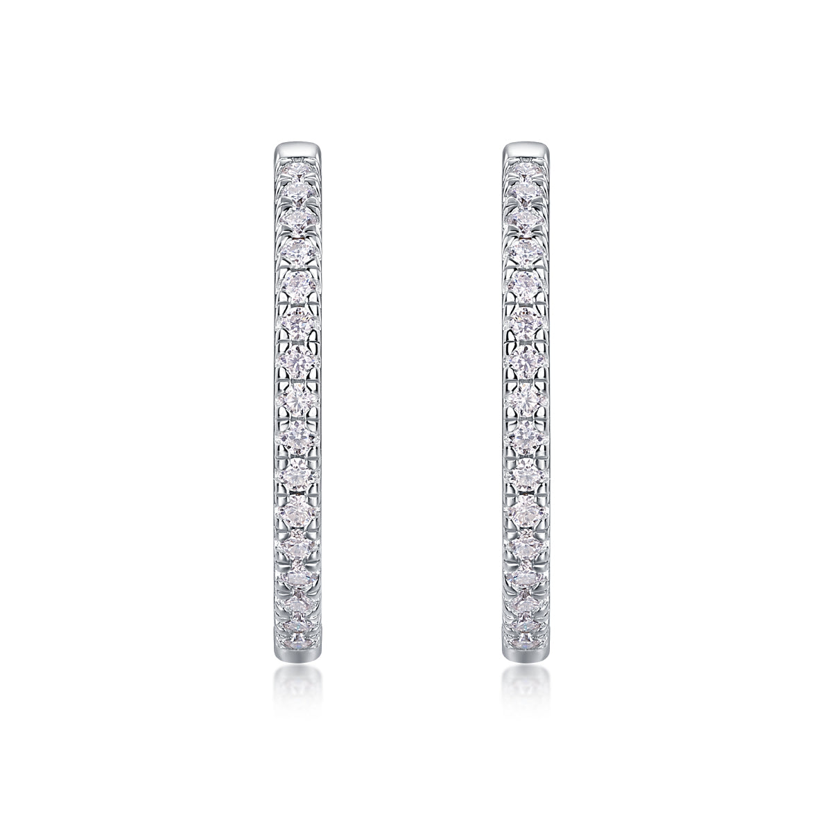 S925 Sterling Silver Moissanite Hoop Earrings with Platinum Plating