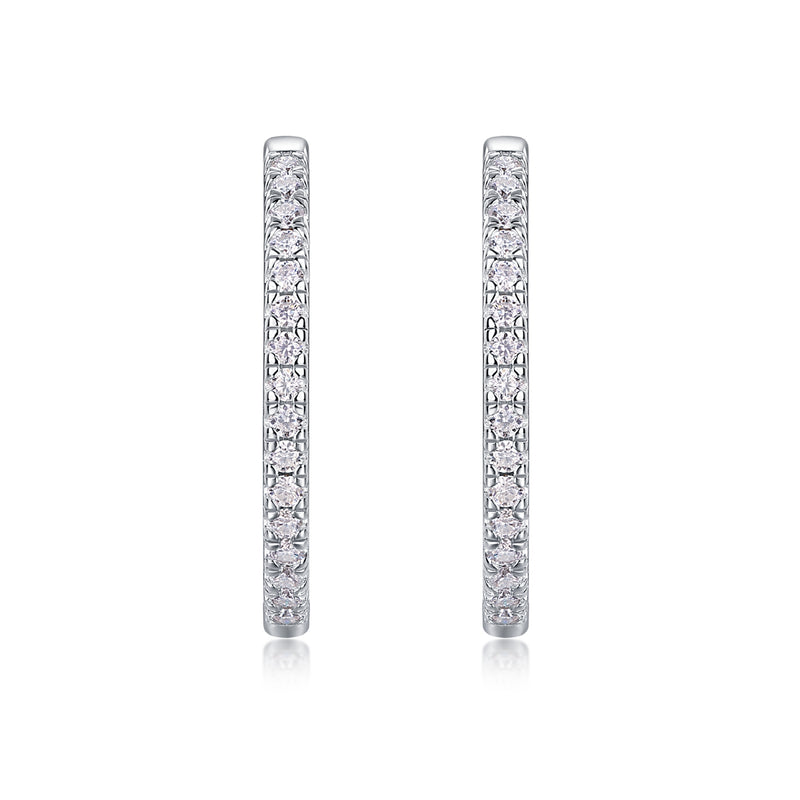 S925 Sterling Silver Moissanite Hoop Earrings with Platinum Plating - 2