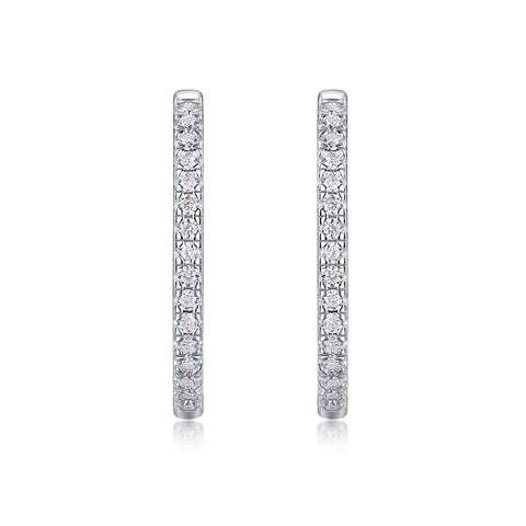 S925 Sterling Silver Moissanite Hoop Earrings with Platinum Plating
