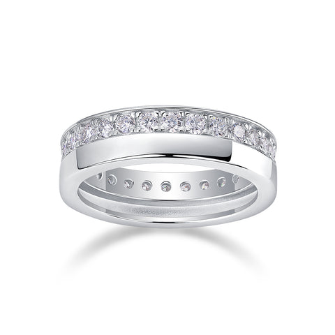 S925 Silver Moissanite Wedding Ring Modern Elegant Fashion Band