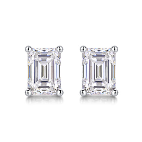 Octagonal Moissanite Stud Earrings in S925 Silver - Modern & Elegant