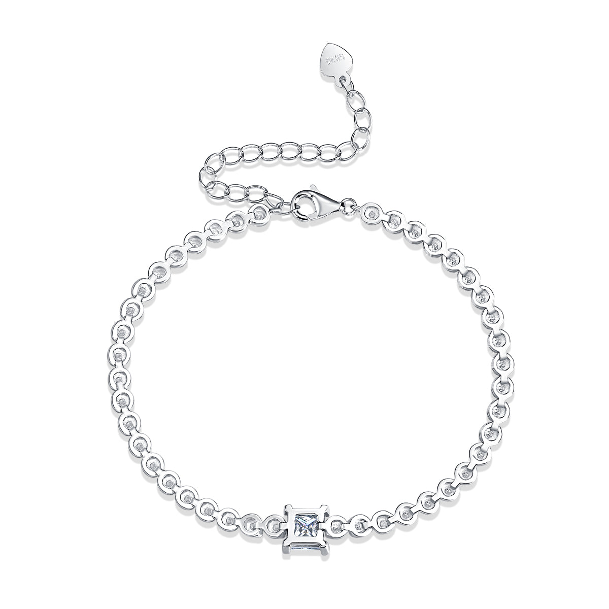 S925 Silver Moissanite Square Diamond Tennis Bracelet Elegant Luxury Jewelry