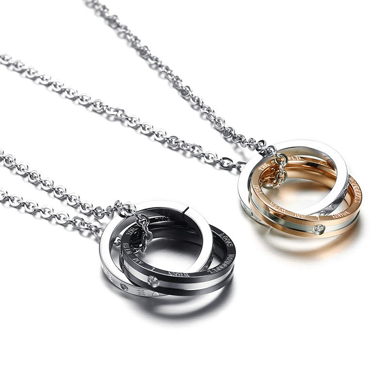 Modern Stainless Steel Couple Necklace Set - 1