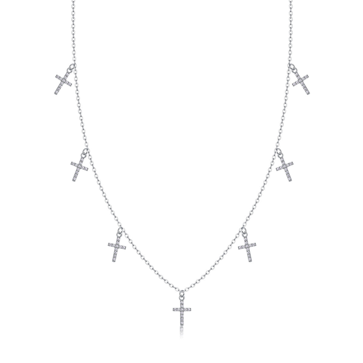1Holy Light Cross Necklace Set with Moissanite in S925 Sterling Silver