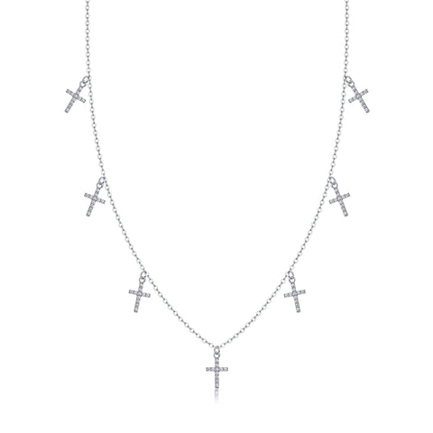 1Holy Light Cross Necklace Set with Moissanite in S925 Sterling Silver
