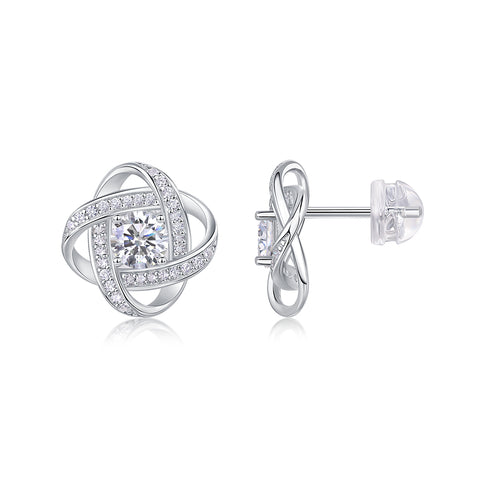 1Hope Beam S925 Sterling Silver Moissanite Stud Earrings Elegant Fashion Jewelry
