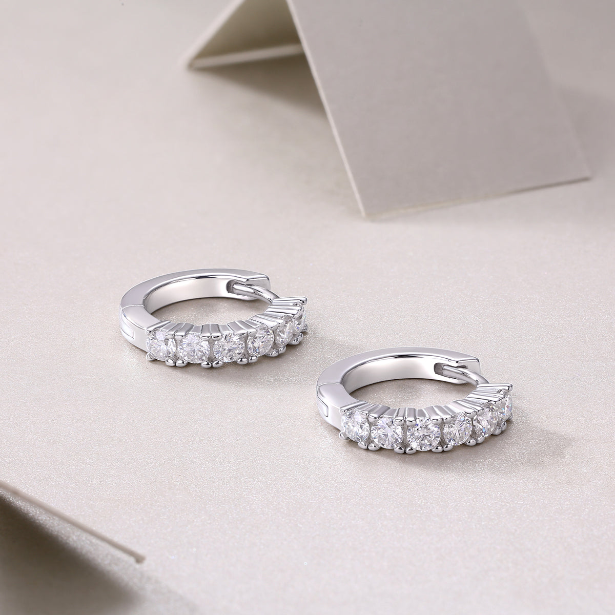 S925 Sterling Silver Moissanite Stud Earrings Set Elegant Platinum-Plated Hoop Design