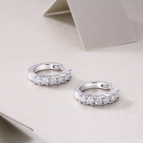 S925 Sterling Silver Moissanite Stud Earrings Set Elegant Platinum-Plated Hoop Design