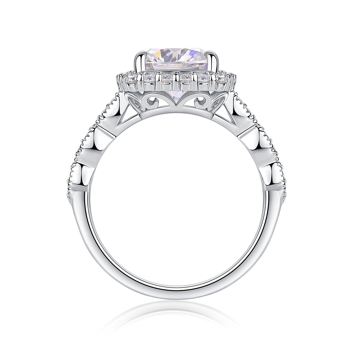 Square Cushion Moissanite Ring in S925 Sterling Silver with Platinum Plating