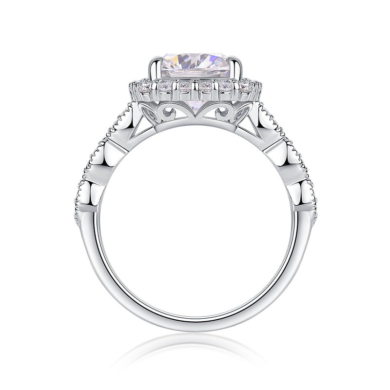 Square Cushion Moissanite Ring in S925 Sterling Silver with Platinum Plating - 1