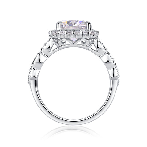 Square Cushion Moissanite Ring in S925 Sterling Silver with Platinum Plating