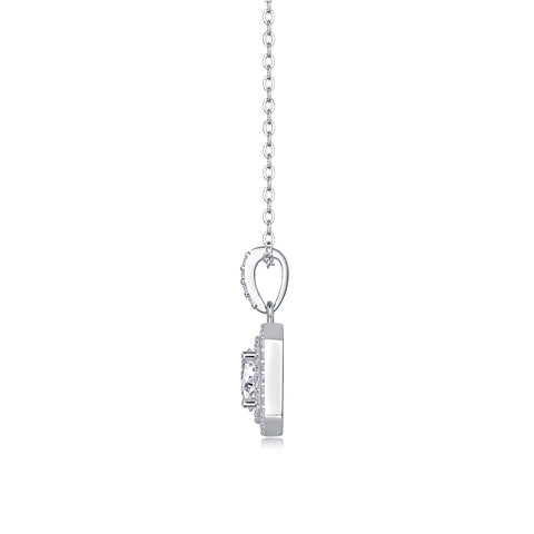 1-Carat Moissanite Pendant Necklace in S925 Sterling Silver with Platinum Plating