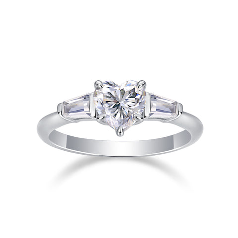 Heart-Shaped Moissanite Silver Ring S925 Luxury Fine Jewelry