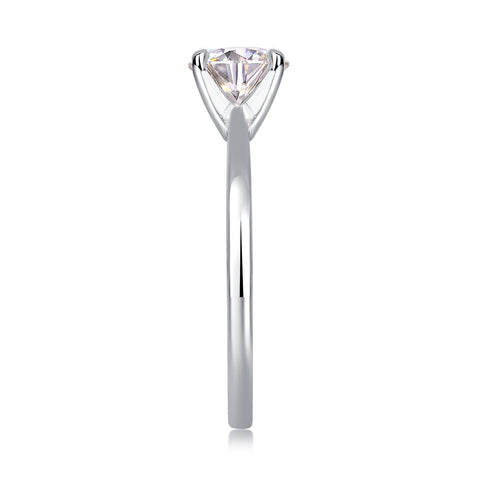 Classic 1 Carat Moissanite 4 Prong Silver Ring Elegant Fine Jewelry
