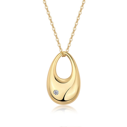 S925 Sterling Silver Moissanite Pendant Necklace Gold Plated Fashion Jewelry