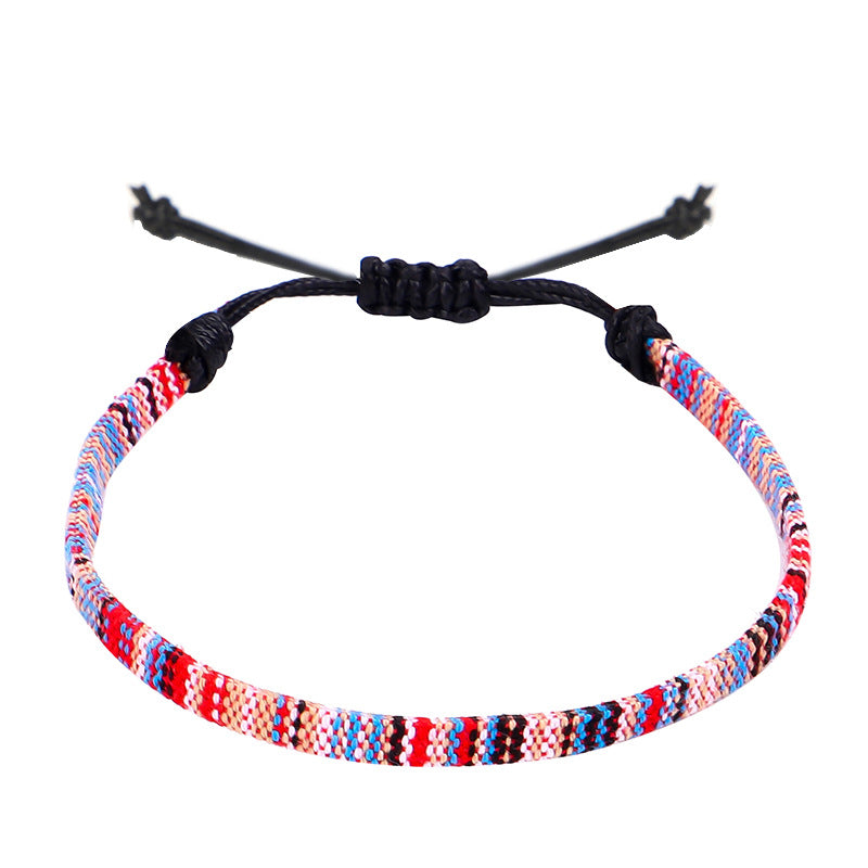 Bohemian Hand Woven Rainbow Color Cloth Anklet - 20